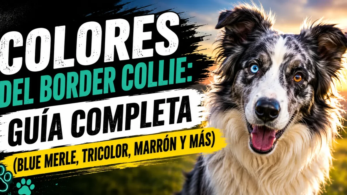 Border collie blue merle con heterocromía, un ojo azul y otro marrón, en el campo al atardecer