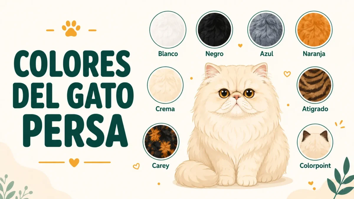 todos los colores del gato persa en círculos de muestra