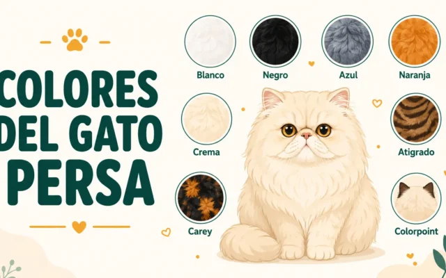 todos los colores del gato persa en círculos de muestra