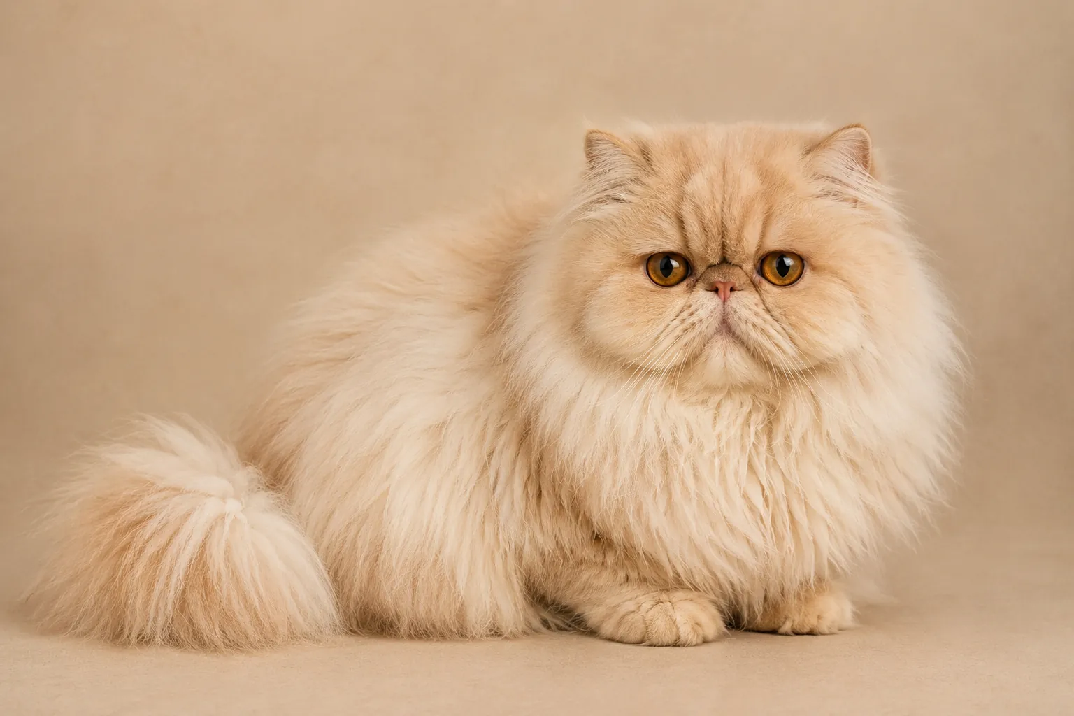 gato persa de cara plana y manto largo y denso