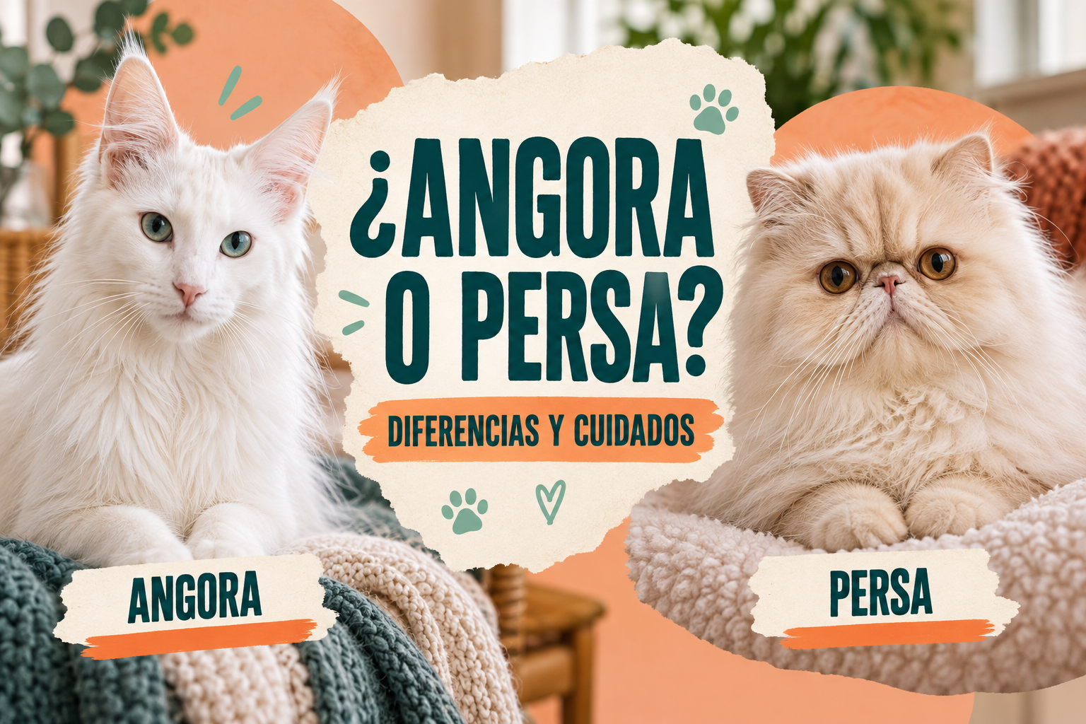 Gato angora o persa: diferencias de aspecto, carácter y cuidados