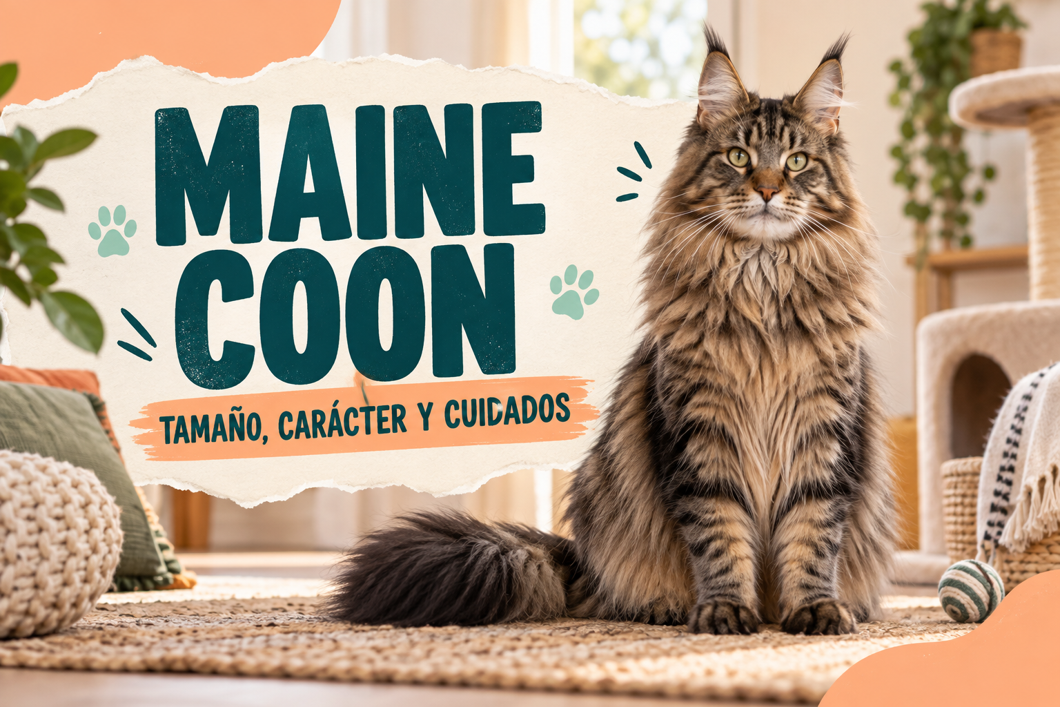 Maine coon: tamaño, peso, carácter y cuidados