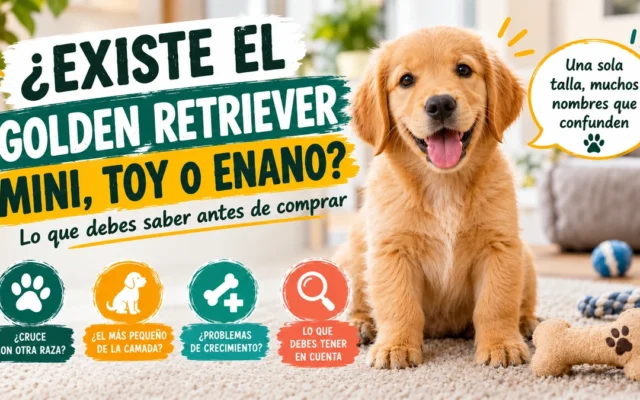 Cachorro de golden retriever en una portada sobre si existe el golden mini, toy o enano