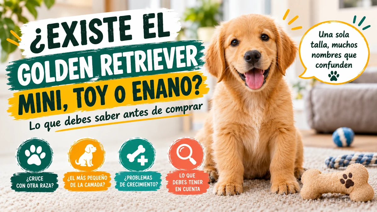 Cachorro de golden retriever en una portada sobre si existe el golden mini, toy o enano