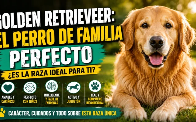 golden retriever adulto sonriendo en el campo, el perro de familia por excelencia.