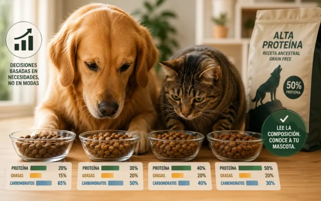 perro y gato ante su comida, nuevo estudio sobre nutrición de mascotas.