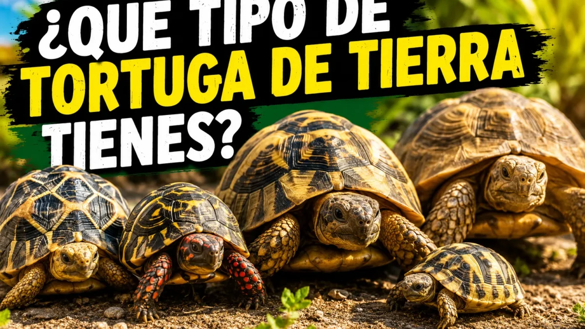 Varias tortugas de tierra de especies distintas juntas sobre el suelo, comparadas por tamaño y por el dibujo de su caparazón