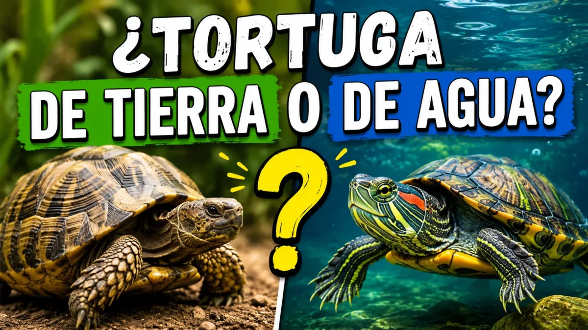 Comparativa entre una tortuga de tierra mediterránea sobre el suelo y un galápago de Florida nadando bajo el agua