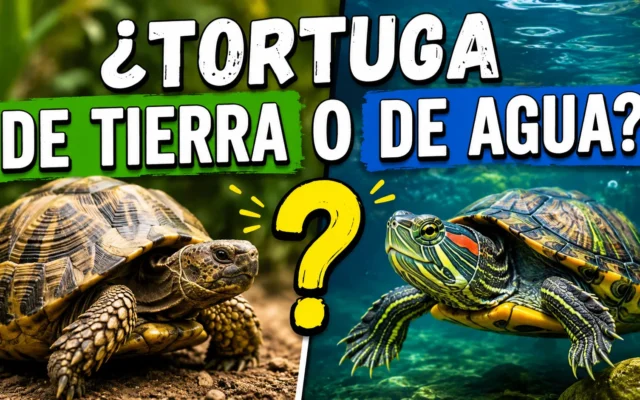 Comparativa entre una tortuga de tierra mediterránea sobre el suelo y un galápago de Florida nadando bajo el agua