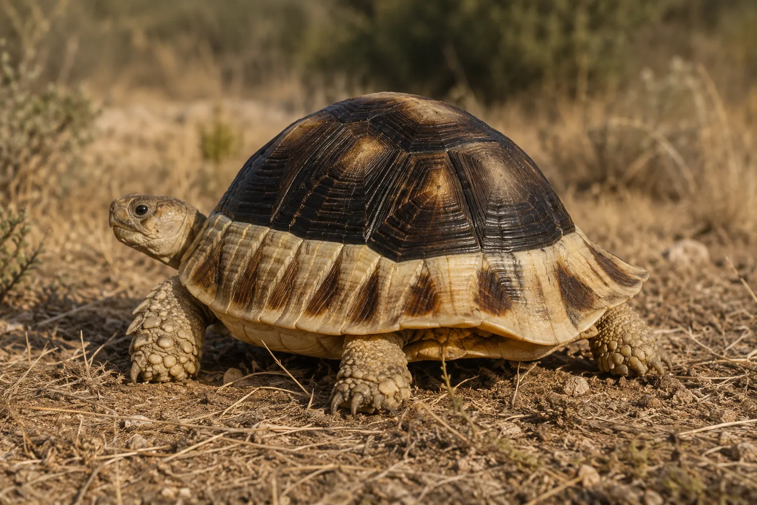 Tortuga marginada Testudo marginata con el borde trasero del caparazón acampanado hacia fuera