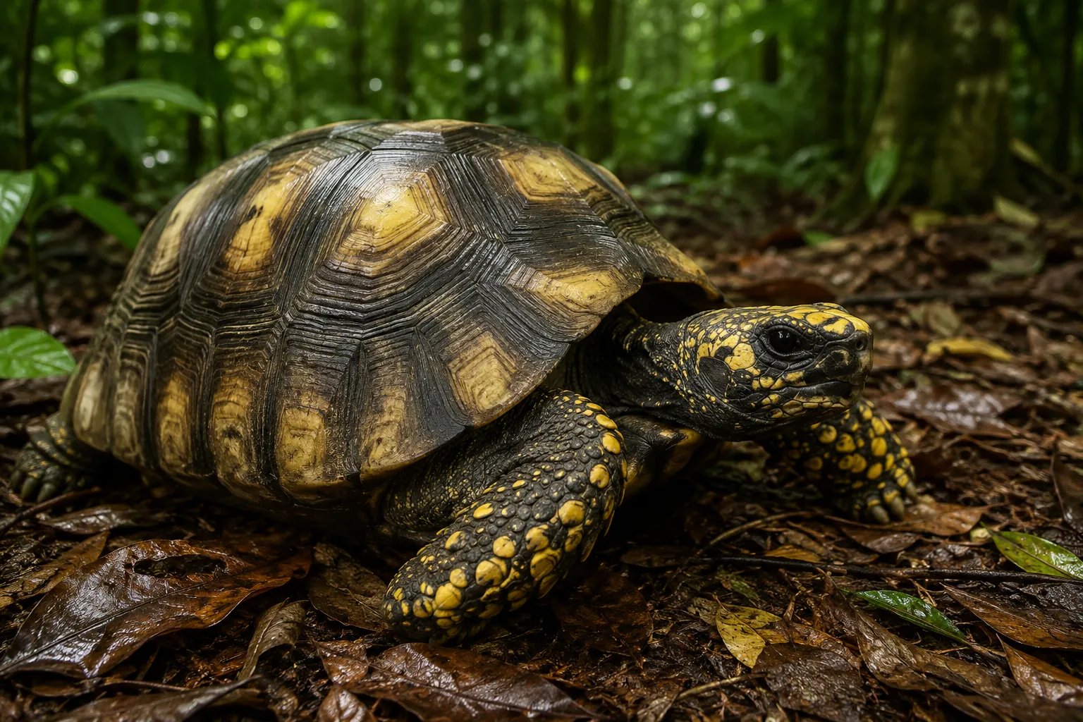 Tortuga de patas amarillas, la mayor tortuga terrestre de Sudamérica continental