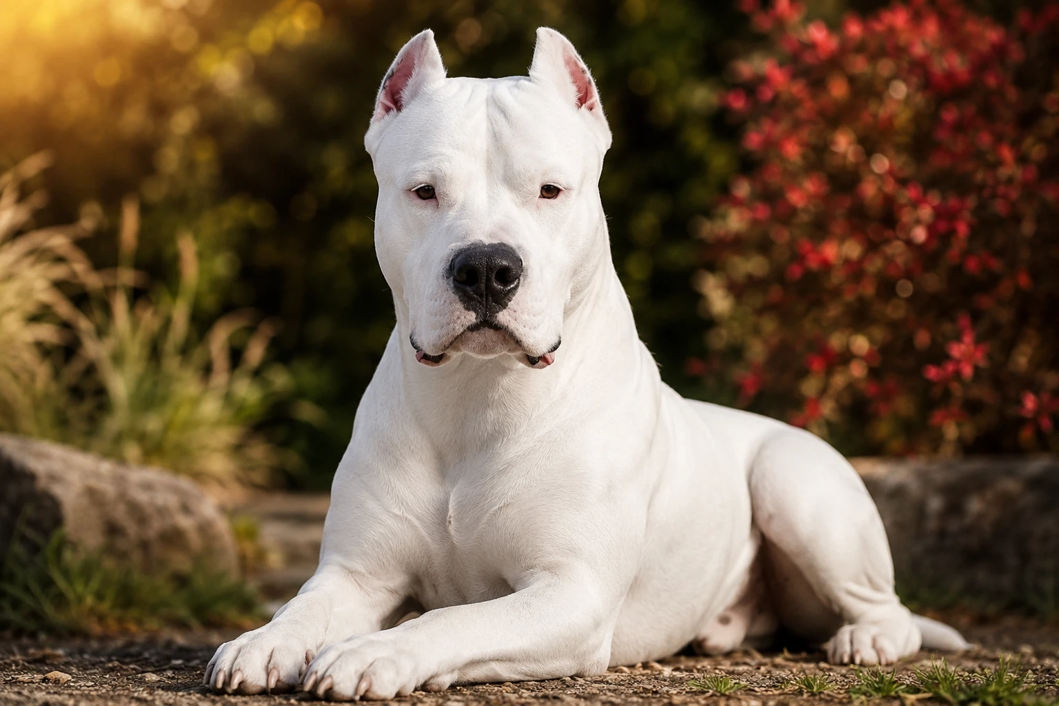 Dogo argentino blanco adulto de pie
