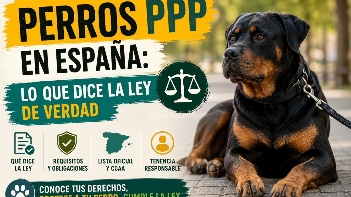 Rottweiler adulto tumbado y atado con correa en un parque