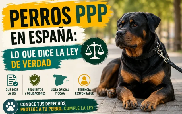 Rottweiler adulto tumbado y atado con correa en un parque