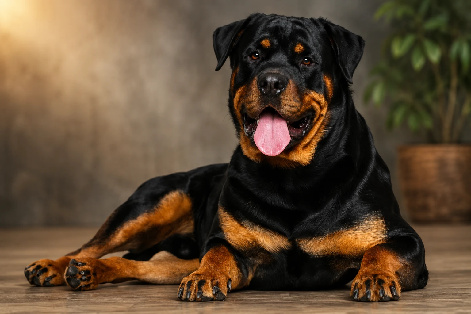 Rottweiler adulto de pie sobre hierba